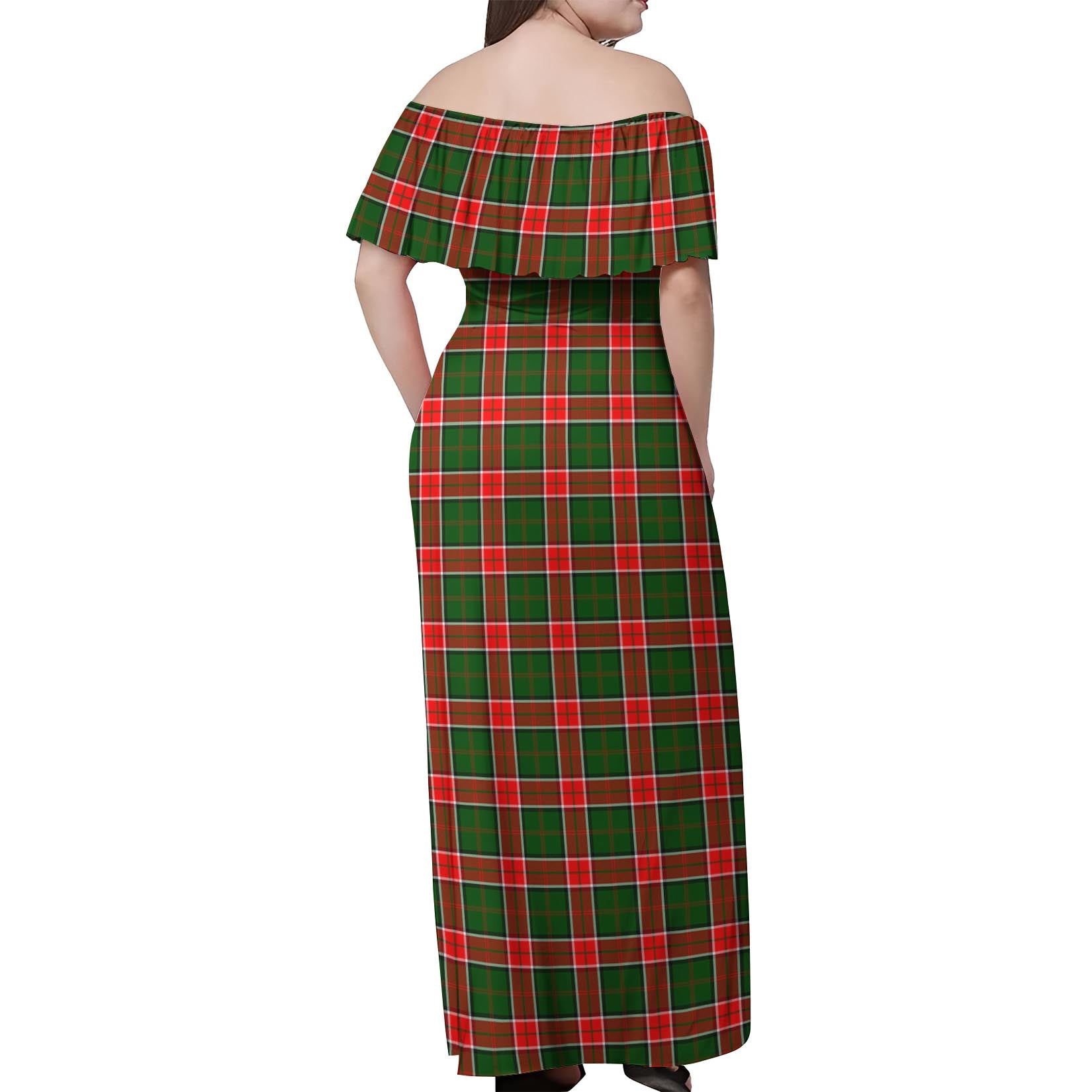Pollock Tartan Off Shoulder Long Dress - Tartan Vibes Clothing