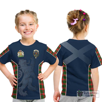 Pollock Tartan Kid T-Shirt with Family Crest and Lion Rampant Vibes Sport Style - Tartan Vibes Clothing