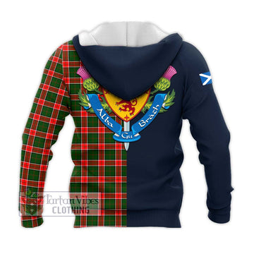 Pollock Tartan Knitted Hoodie Alba with Scottish Lion Royal Arm Half Style - Tartan Vibes Clothing
