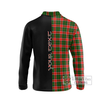 Pollock Tartan Long Sleeve Polo Shirt with Family Crest and Half Of Me Style - Tartan Vibes Clothing