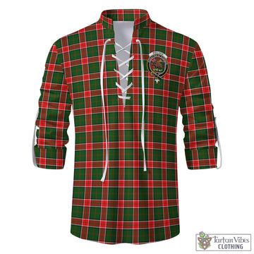 Pollock Tartan Men's Scottish Traditional Jacobite Ghillie Kilt Shirt with Family Crest - Tartan Vibes Clothing