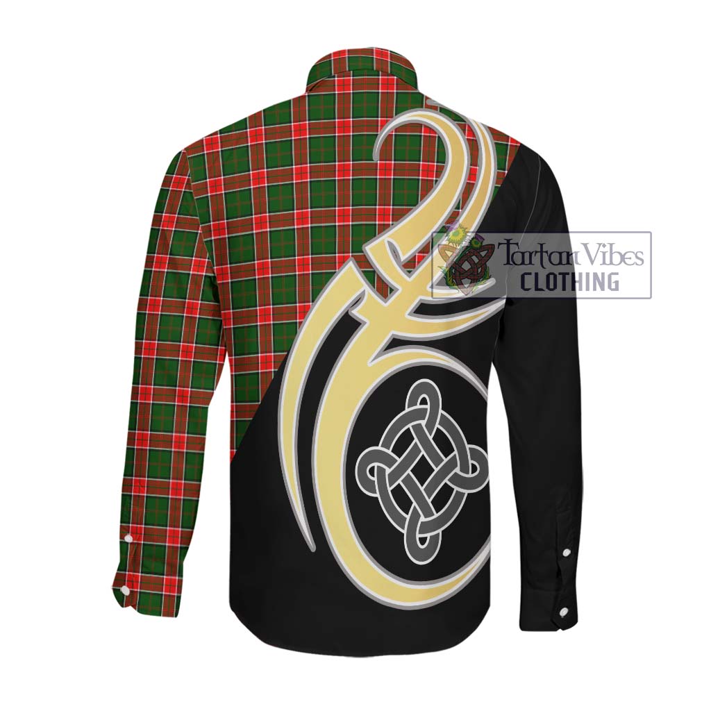 Pollock Tartan Long Sleeve Button Shirt with Family Crest and Celtic Symbol Style Men's Shirt - Tartan Vibes Clothing