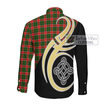 Pollock Tartan Long Sleeve Button Shirt with Family Crest and Celtic Symbol Style Men's Shirt - Tartan Vibes Clothing