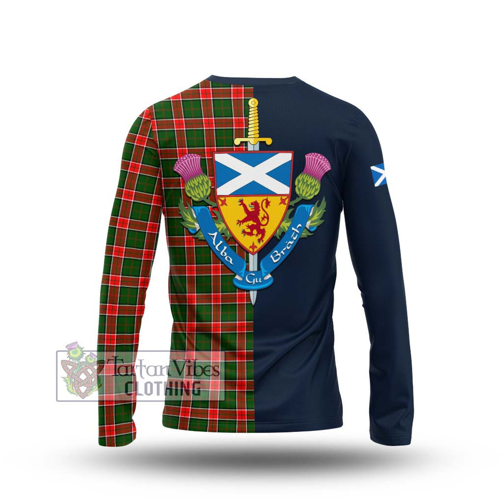 Pollock Tartan Long Sleeve T-Shirt Alba with Scottish Lion Royal Arm Half Style - Tartan Vibes Clothing