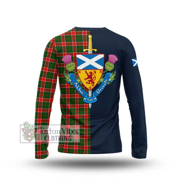 Pollock Tartan Long Sleeve T-Shirt Alba with Scottish Lion Royal Arm Half Style - Tartan Vibes Clothing