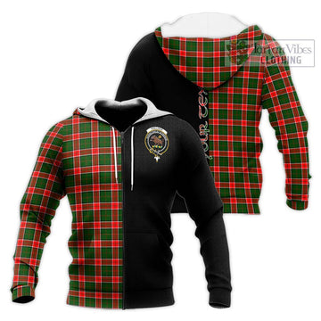 Pollock Tartan Knitted Hoodie with Family Crest and Half Of Me Style Unisex Knitted Zip Hoodie - Tartan Vibes Clothing