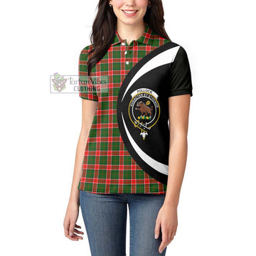 Pollock Tartan Women's Polo Shirt with Family Crest Circle Style - Tartan Vibes Clothing