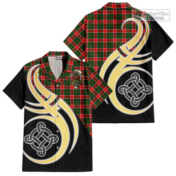 Pollock Tartan Hawaiian Shirt with Family Crest and Celtic Symbol Style - Tartan Vibes Clothing