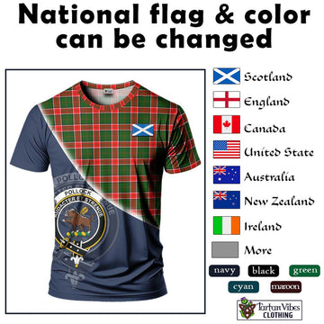 Pollock Tartan T-Shirt with Personalised National Flag and Family Crest Half Style - Tartan Vibes Clothing