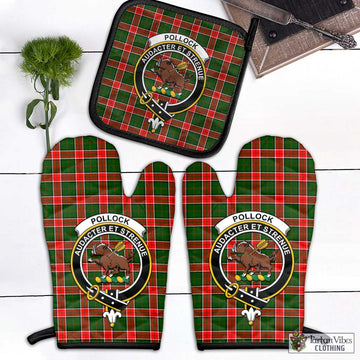 Pollock Tartan Combo Oven Mitt & Pot-Holder with Family Crest - Tartan Vibes Clothing