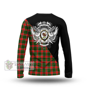 Pollock Tartan Long Sleeve T-Shirt with Family Crest and Military Logo Style - Tartan Vibes Clothing