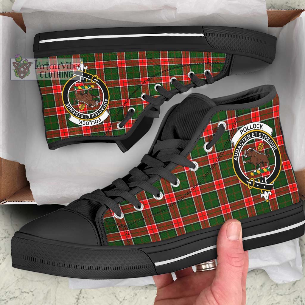 Pollock Tartan High Top Shoes with Family Crest - Tartan Vibes Clothing