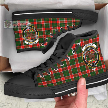 Pollock Tartan High Top Shoes with Family Crest - Tartan Vibes Clothing