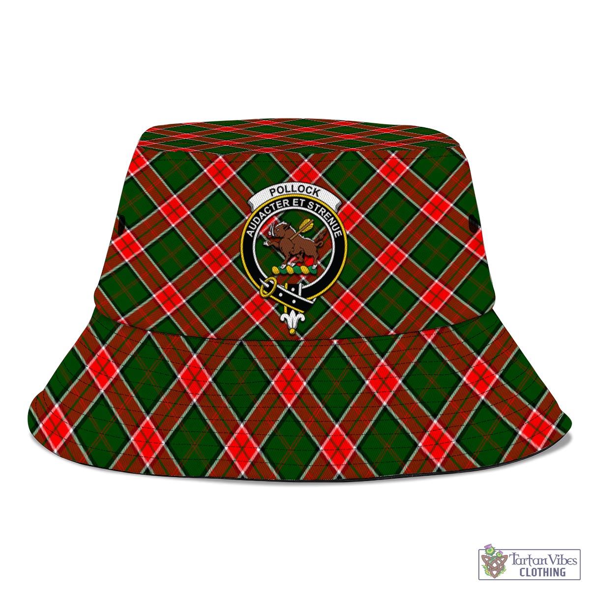 Pollock Tartan Bucket Hat with Family Crest - Tartan Vibes Clothing