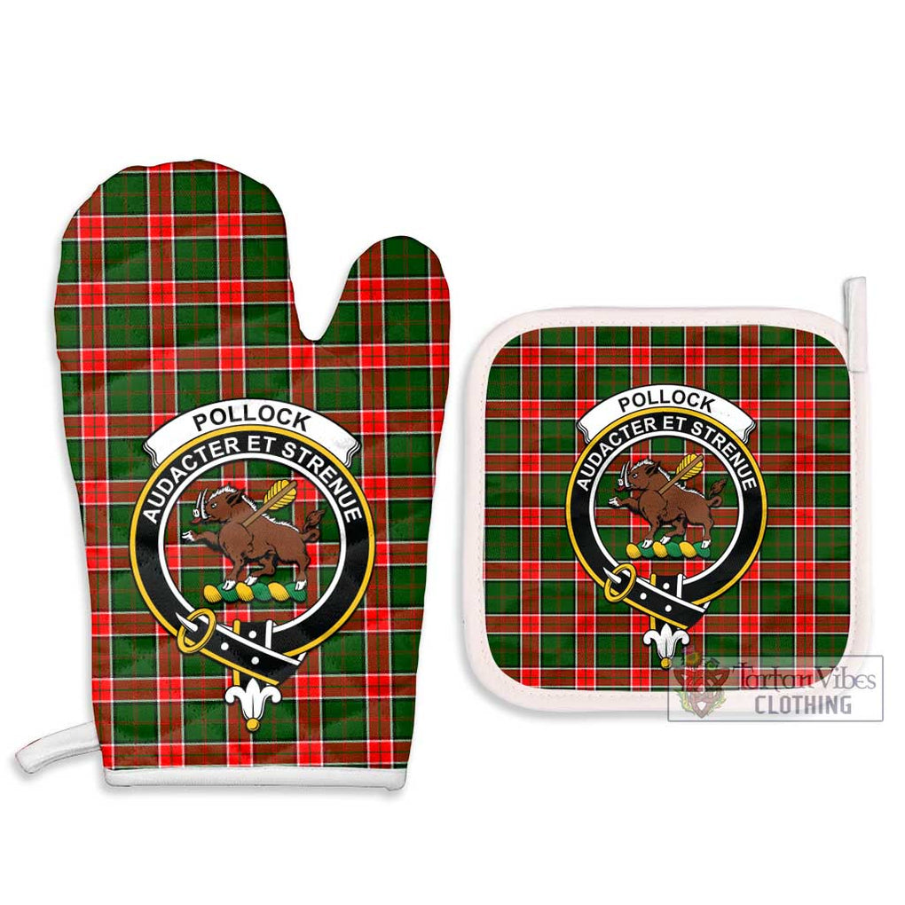 Pollock Tartan Combo Oven Mitt & Pot-Holder with Family Crest - Tartan Vibes Clothing