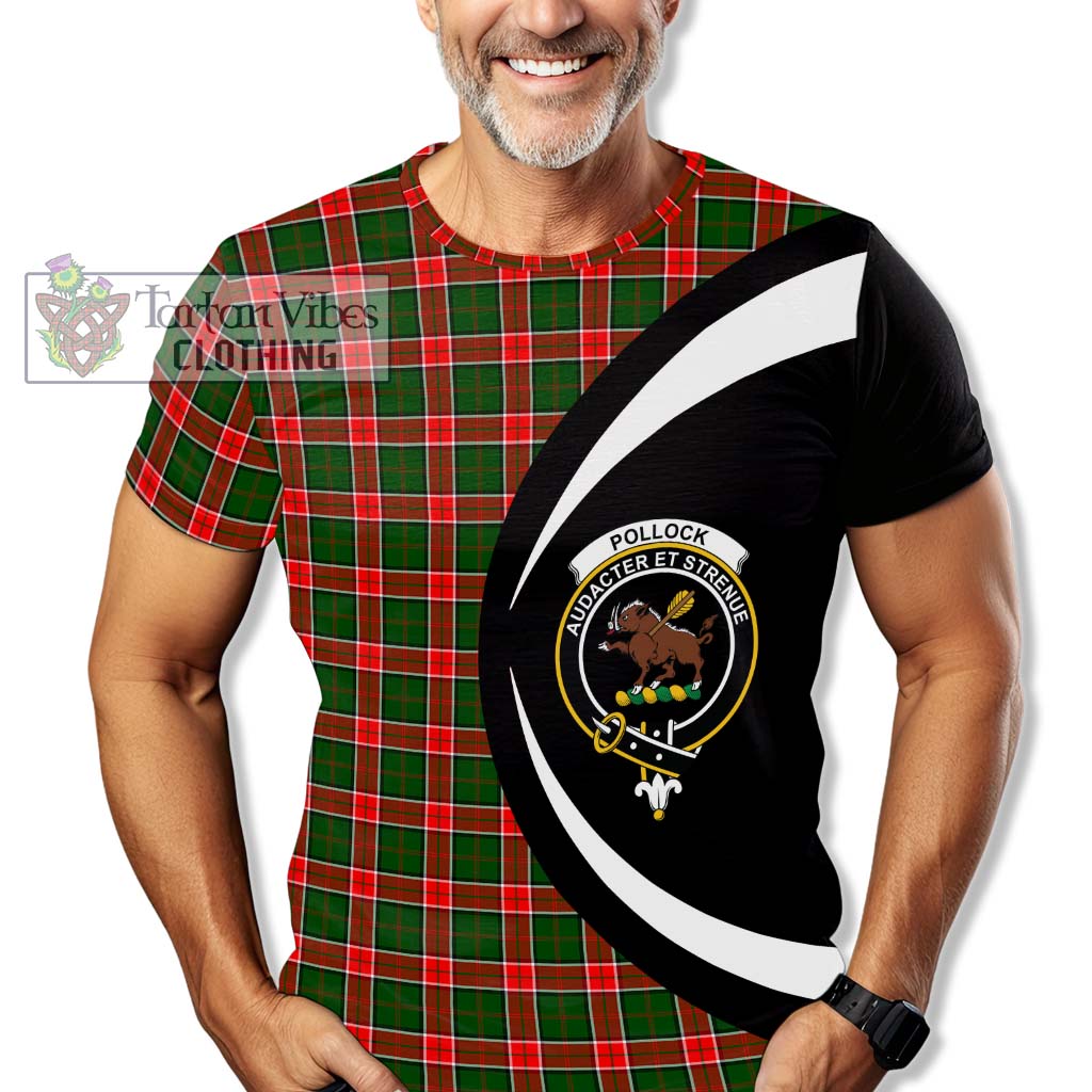 Pollock Tartan T-Shirt with Family Crest Circle Style - Tartan Vibes Clothing