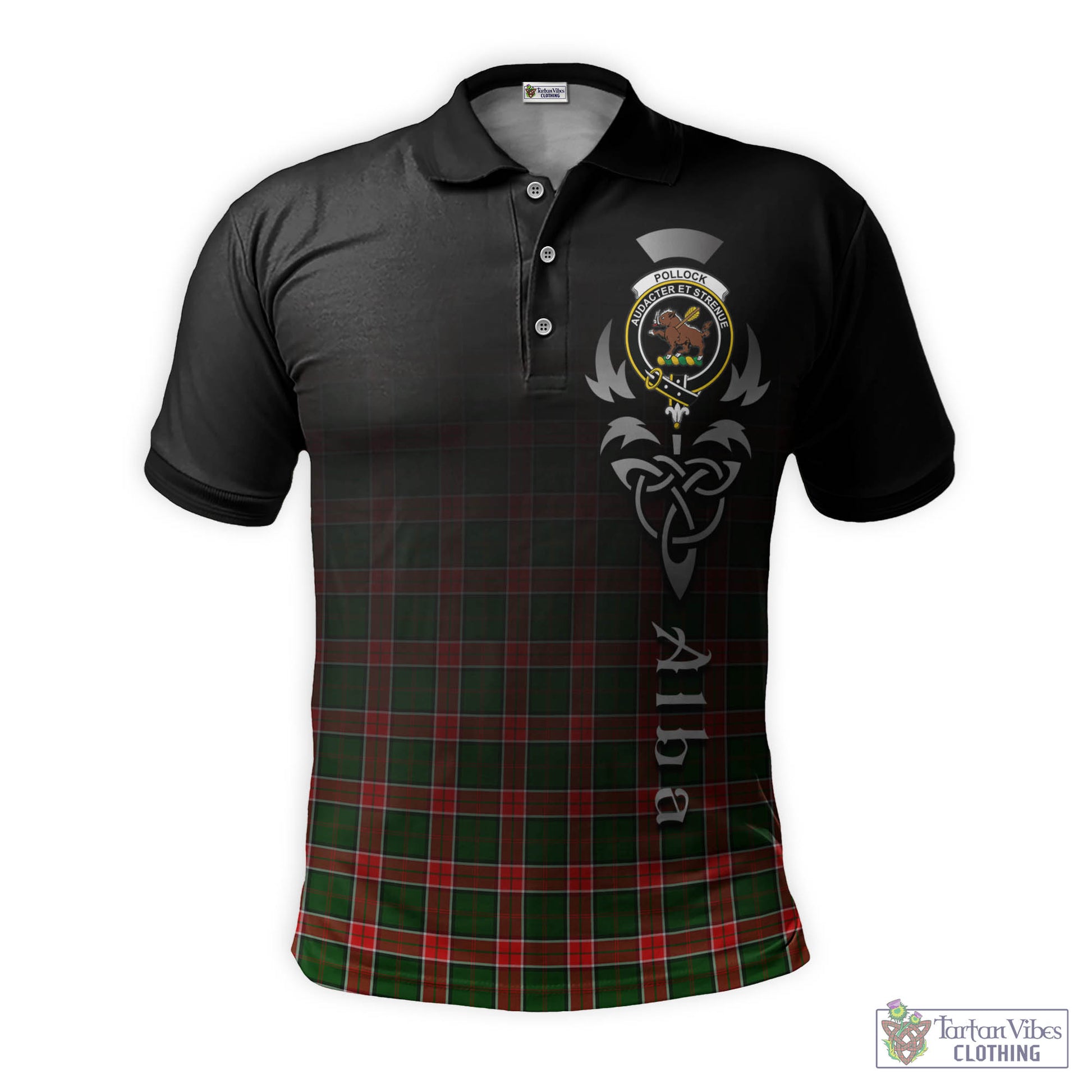 Pollock Tartan Polo Shirt Featuring Alba Gu Brath Family Crest Celtic Inspired - Tartan Vibes Clothing