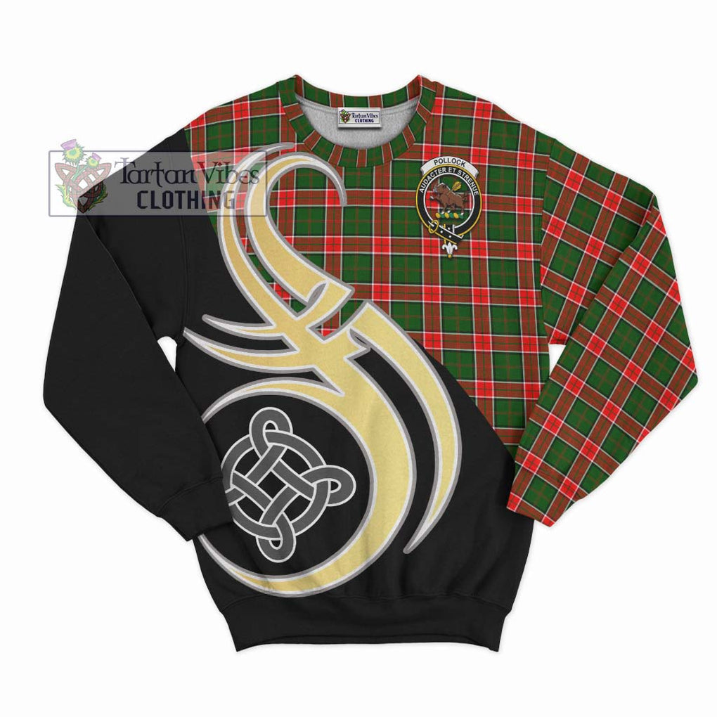 Pollock Tartan Sweatshirt with Family Crest and Celtic Symbol Style - Tartan Vibes Clothing