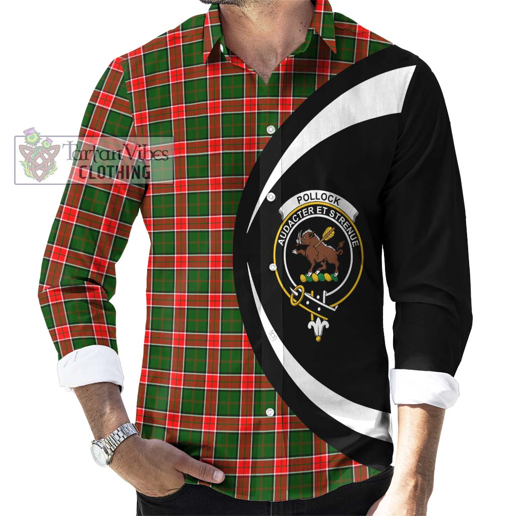 Pollock Tartan Long Sleeve Button Up with Family Crest Circle Style - Tartan Vibes Clothing