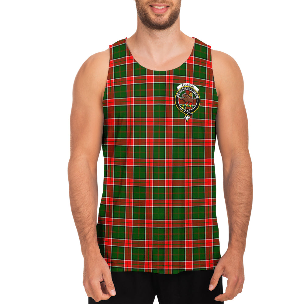 Pollock Tartan Mens Tank Top with Family Crest - Tartan Vibes Clothing