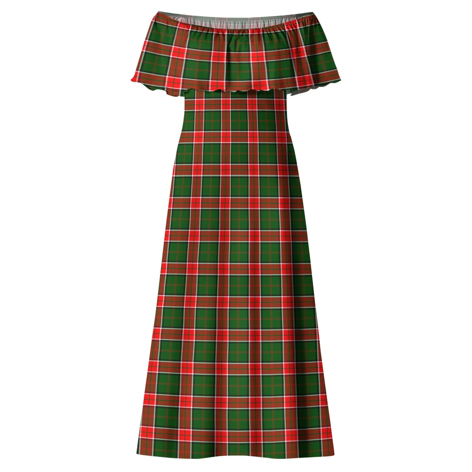 Pollock Tartan Off Shoulder Long Dress - Tartan Vibes Clothing
