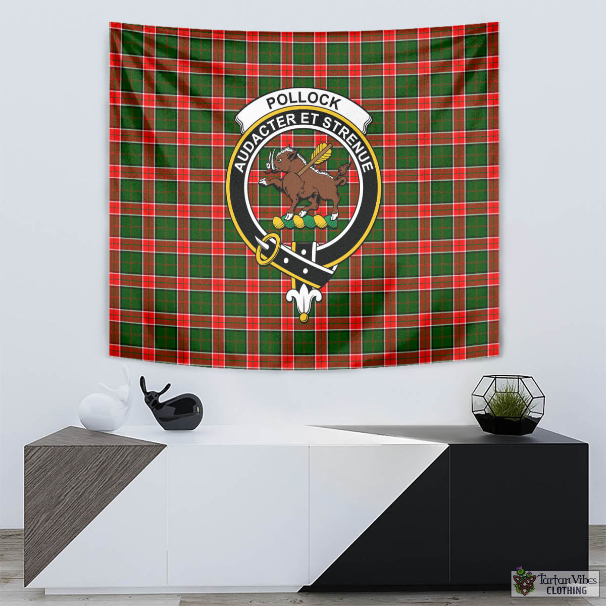 Pollock Tartan Tapestry Wall Hanging and Home Decor for Room with Family Crest - Tartan Vibes Clothing