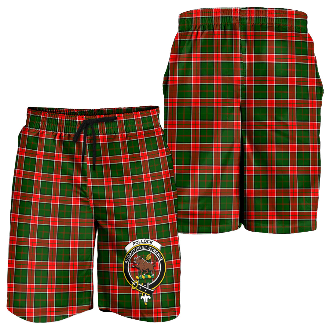 Pollock Tartan Mens Shorts with Family Crest - Tartan Vibes Clothing