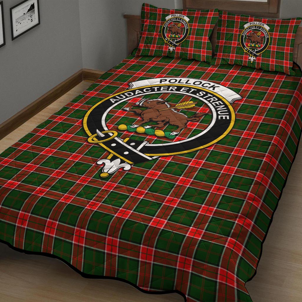 Pollock Tartan Quilt Bed Set with Family Crest - Tartan Vibes Clothing
