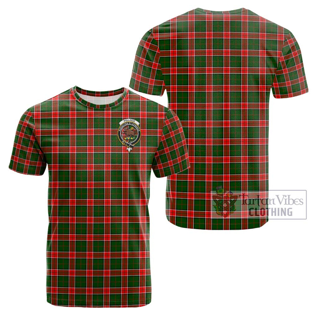 Pollock Tartan Cotton T-Shirt with Family Crest - Tartan Vibes Clothing