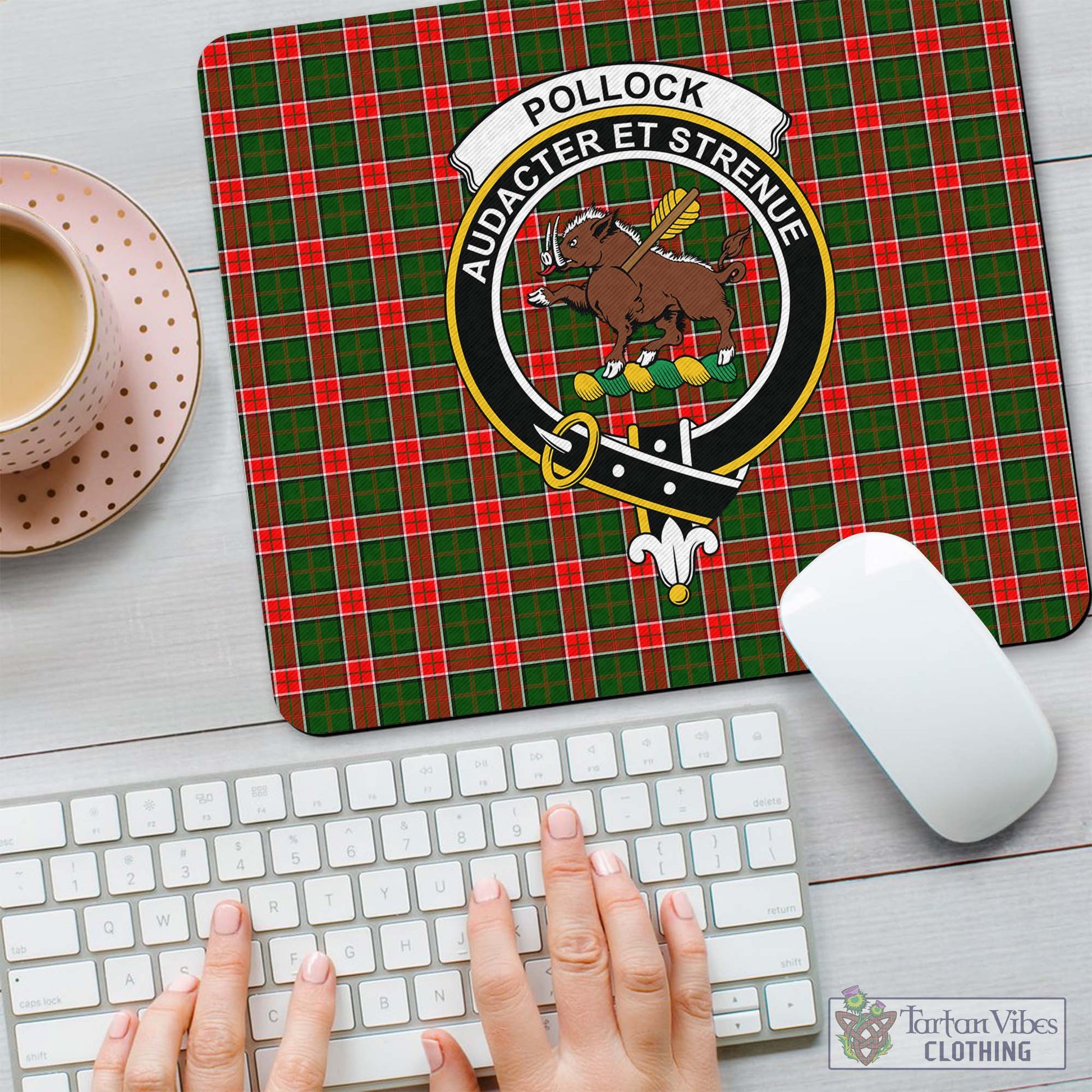 Tartan Vibes Clothing Pollock Modern Tartan Mouse Pad with Family Crest