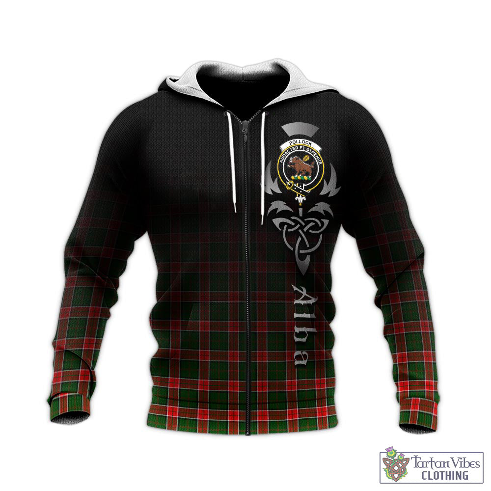 Pollock Tartan Knitted Hoodie Featuring Alba Gu Brath Family Crest Celtic Inspired - Tartan Vibes Clothing