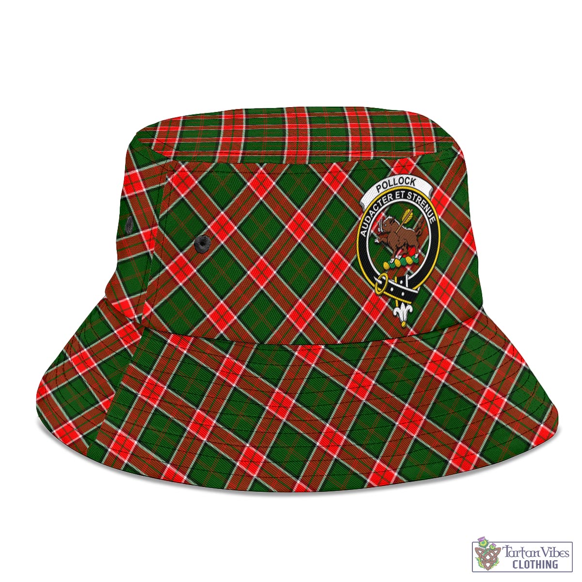 Pollock Tartan Bucket Hat with Family Crest - Tartan Vibes Clothing