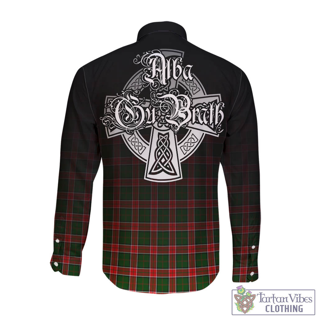 Pollock Tartan Long Sleeve Button Up Featuring Alba Gu Brath Family Crest Celtic Inspired - Tartan Vibes Clothing