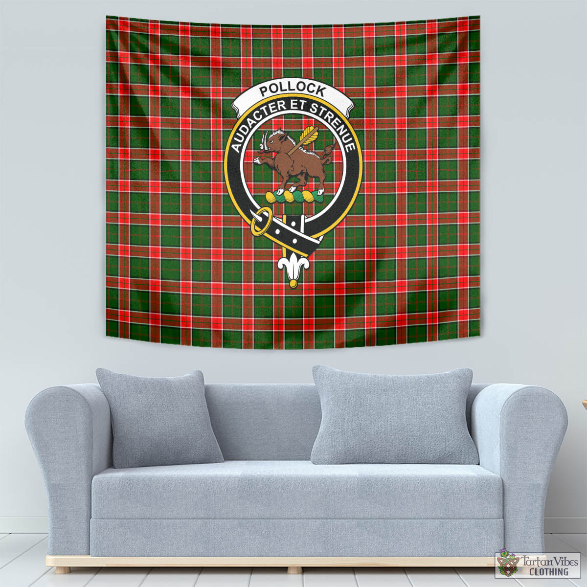Pollock Tartan Tapestry Wall Hanging and Home Decor for Room with Family Crest - Tartan Vibes Clothing