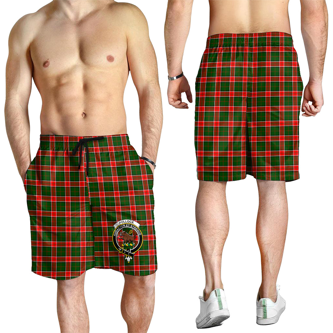 Pollock Tartan Mens Shorts with Family Crest - Tartan Vibes Clothing