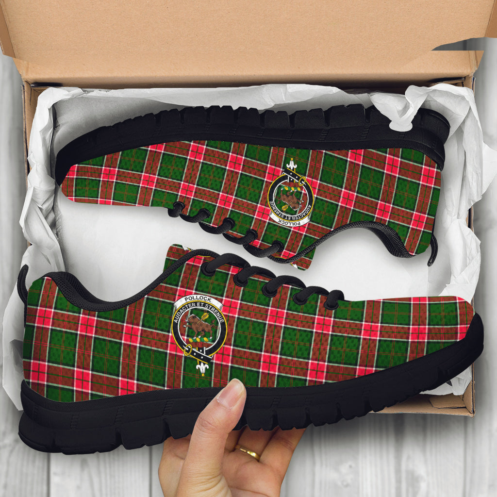Pollock Tartan Sneakers with Family Crest - Tartan Vibes Clothing