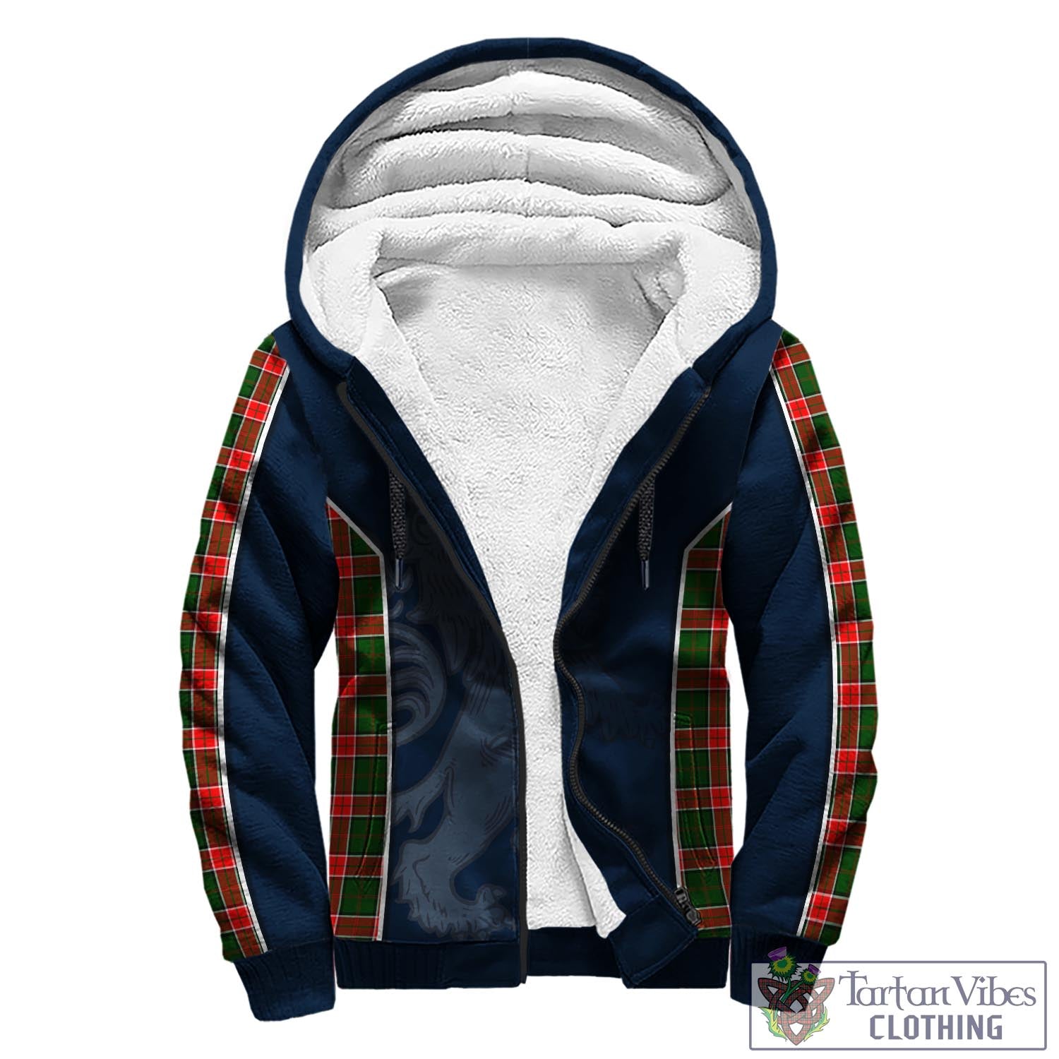 Tartan Vibes Clothing Pollock Modern Tartan Sherpa Hoodie with Family Crest and Lion Rampant Vibes Sport Style