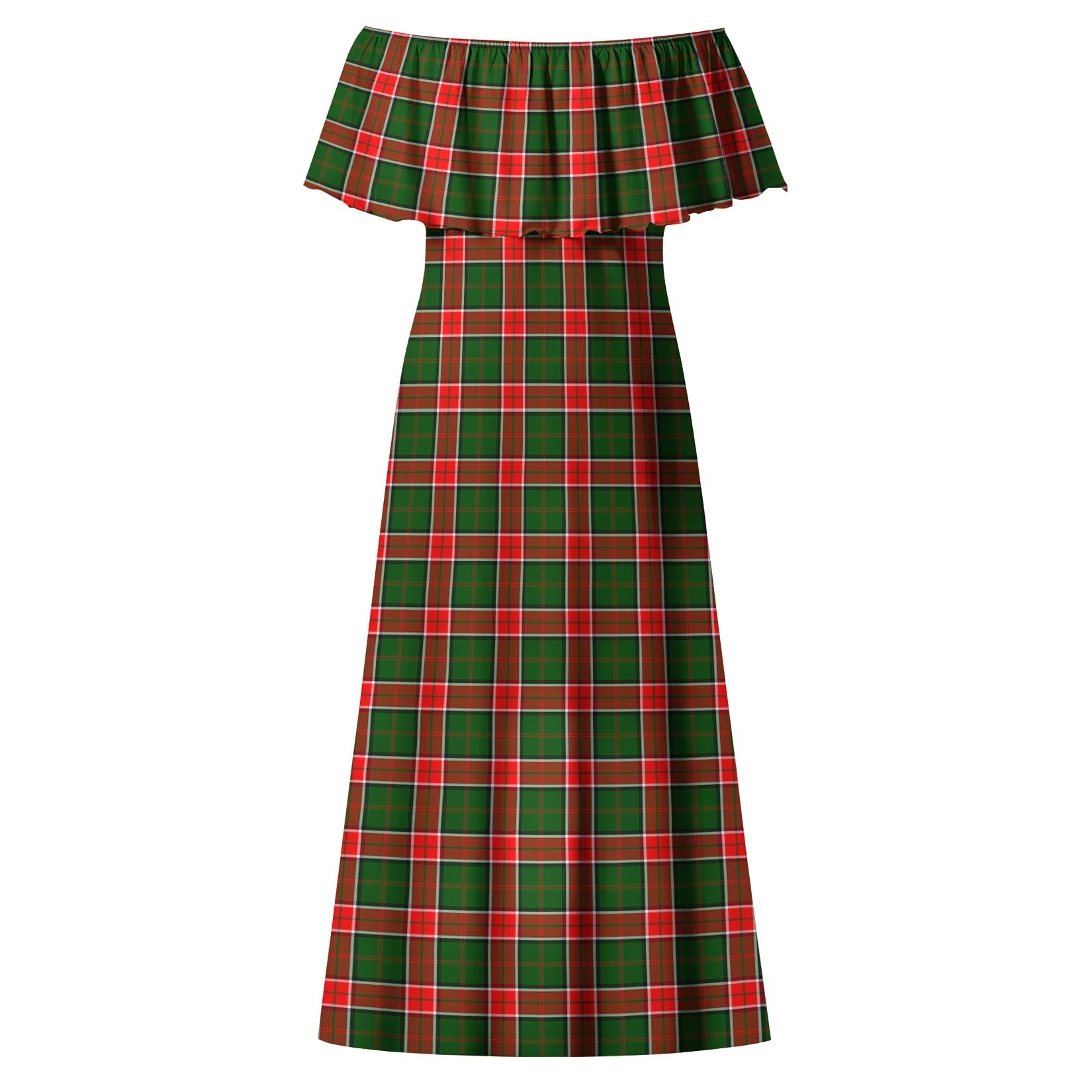 Pollock Tartan Off Shoulder Long Dress - Tartan Vibes Clothing