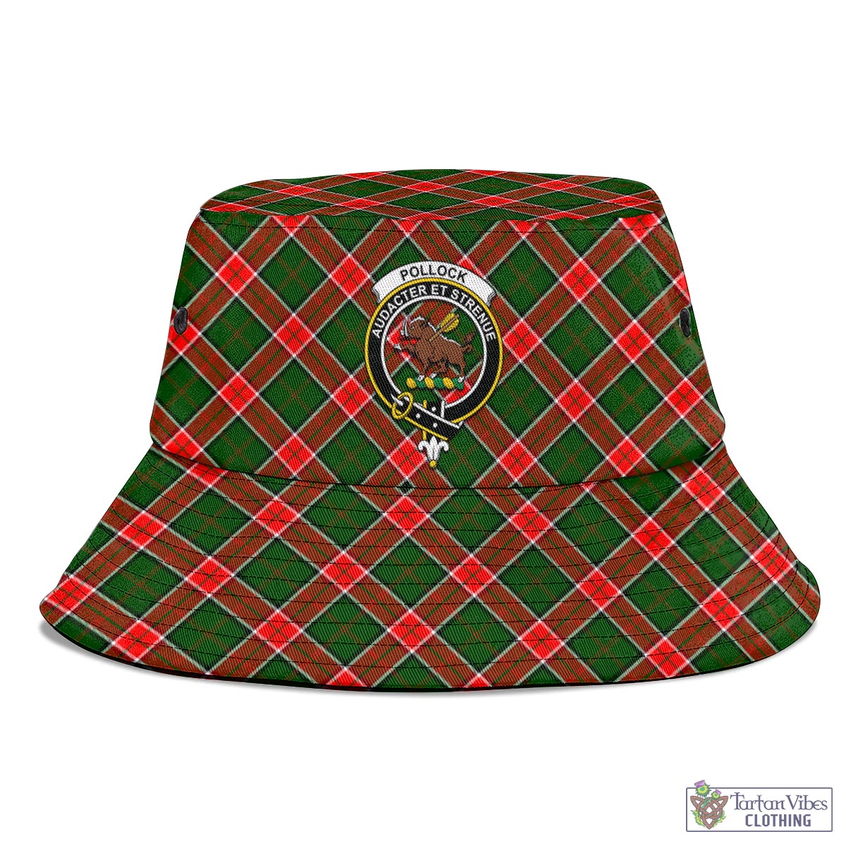 Pollock Tartan Bucket Hat with Family Crest - Tartan Vibes Clothing
