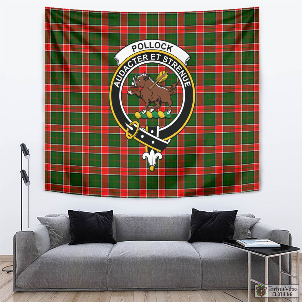 Pollock Tartan Tapestry Wall Hanging and Home Decor for Room with Family Crest - Tartan Vibes Clothing