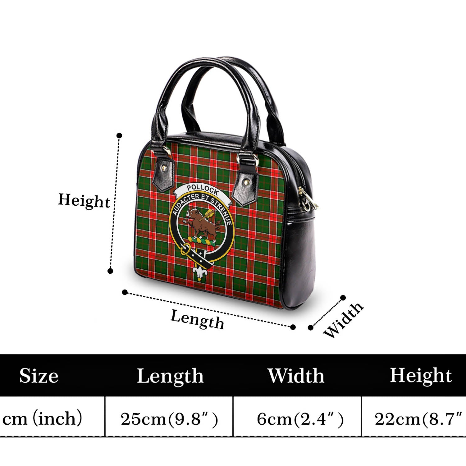 Pollock Tartan Shoulder Handbags with Family Crest - Tartan Vibes Clothing