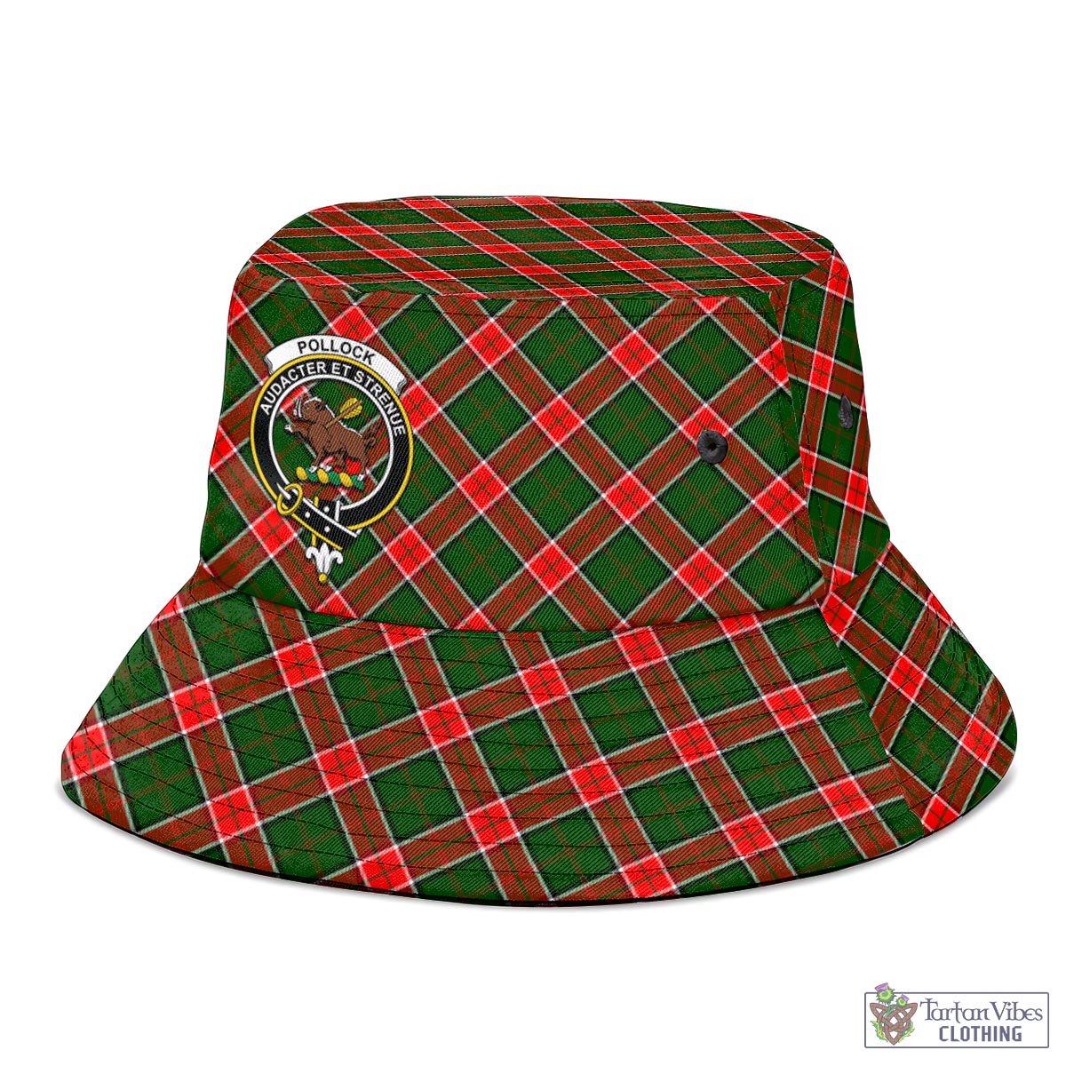 Pollock Tartan Bucket Hat with Family Crest - Tartan Vibes Clothing