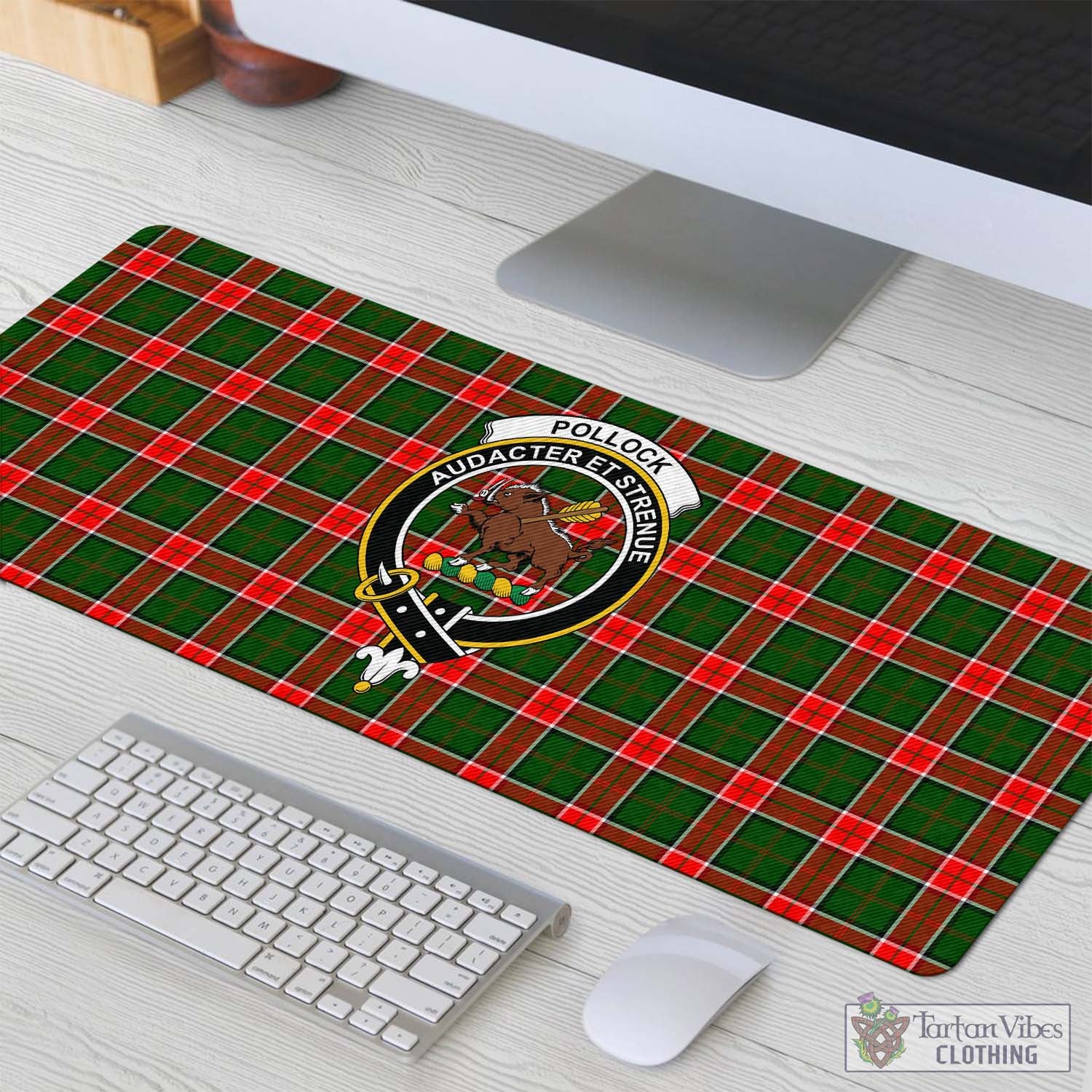 Tartan Vibes Clothing Pollock Modern Tartan Mouse Pad with Family Crest