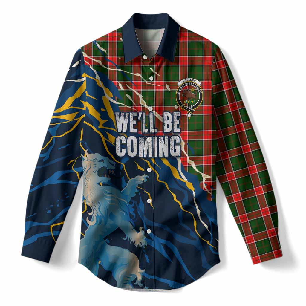 Pollock Scotland Tartan Women Casual Shirt WC2026 Football - We'll Be Coming