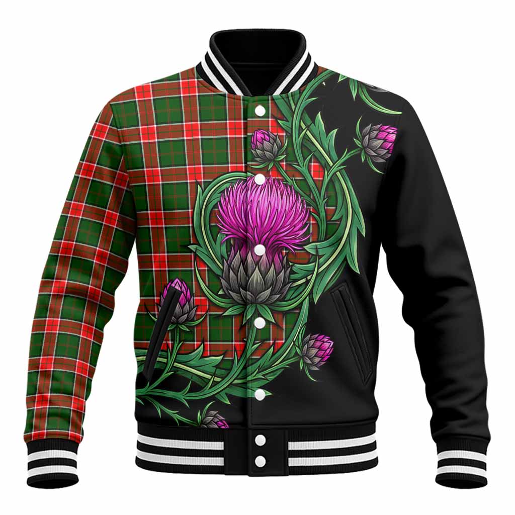Pollock Tartan Baseball Jacket Resilient Scottish Thistle Unisex - Tartan Vibes Clothing