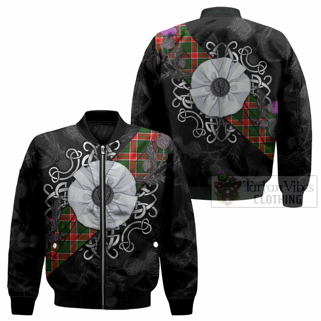 Pollock Tartan Bomber Jacket Jacobite White Rose - Tartan Vibes Clothing