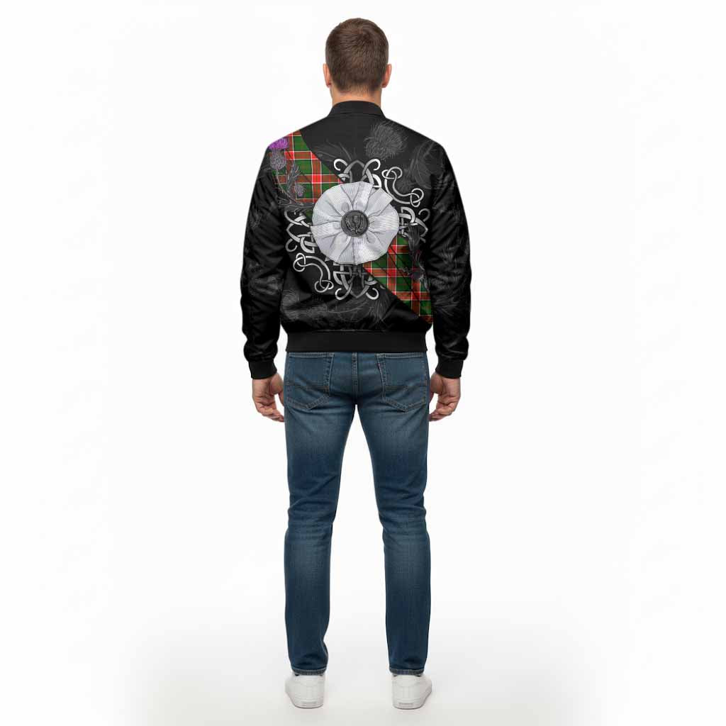 Pollock Tartan Bomber Jacket Jacobite White Rose - Tartan Vibes Clothing