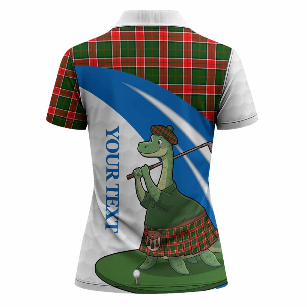 Pollock Tartan Crest Golf Nessie Women Polo Shirt Loch Ness Monster Sporty Style