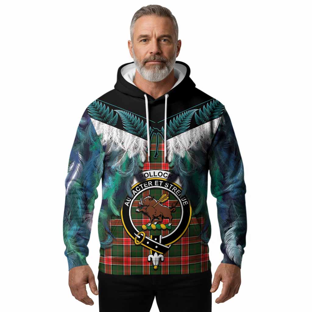 Pollock Tartan Crest Hoodie New Zealand Maori Korowai Cloak