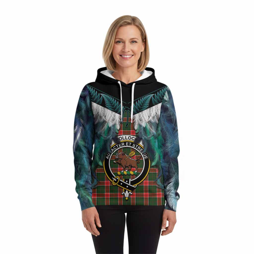 Pollock Tartan Crest Hoodie New Zealand Maori Korowai Cloak